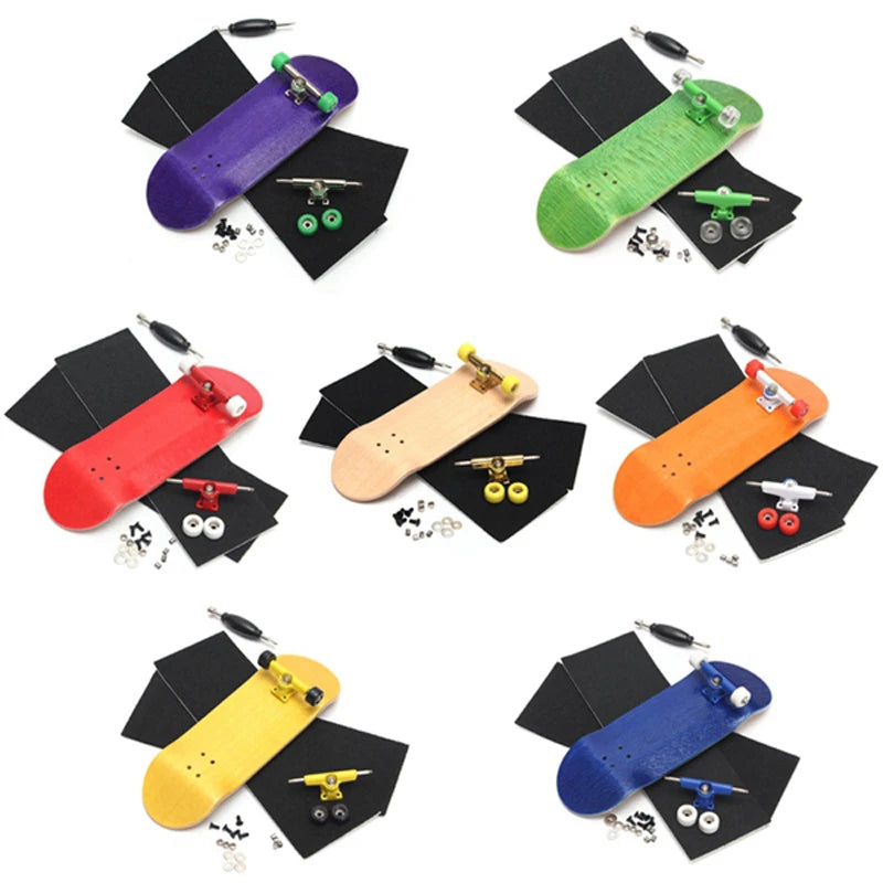 Wooden Finger Skateboards Professional Finger Skate Board Wood Basic Fingerboard with Bearings Wheel Foam Screwdriver