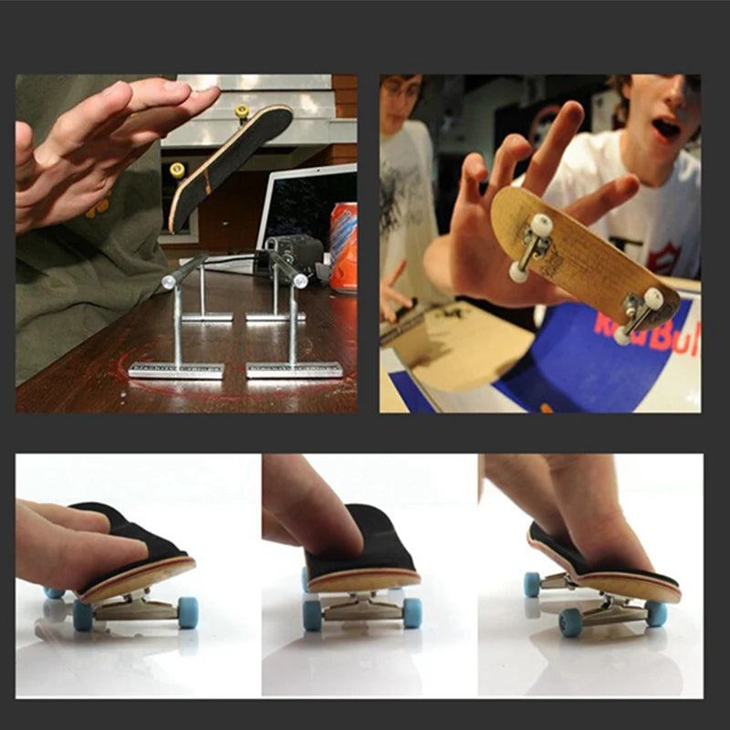 Wooden Finger Skateboards Professional Finger Skate Board Wood Basic Fingerboard with Bearings Wheel Foam Screwdriver